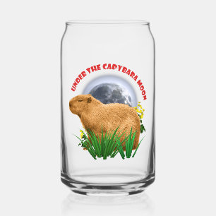 Verre Canette Sous la Lune du Capybara Animal Mignon