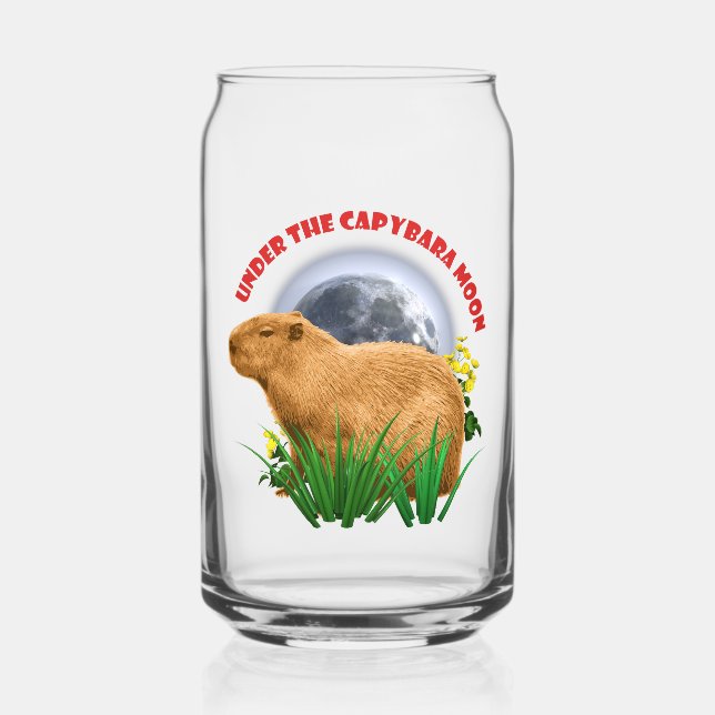 Verre Canette Sous la Lune du Capybara Animal Mignon (Recto)