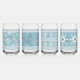 Verre Canette Southwest Winter Snowflakes & Deer Assorti Set