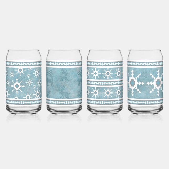 Verre Canette Southwest Winter Snowflakes & Deer Assorti Set (Recto)