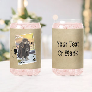 Verre Canette Souvenir de Timbre Postage Muskox de l'Alaska