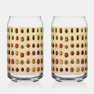 Verre Canette Spécimen de coccinelle vintage Motif Insecte antiq