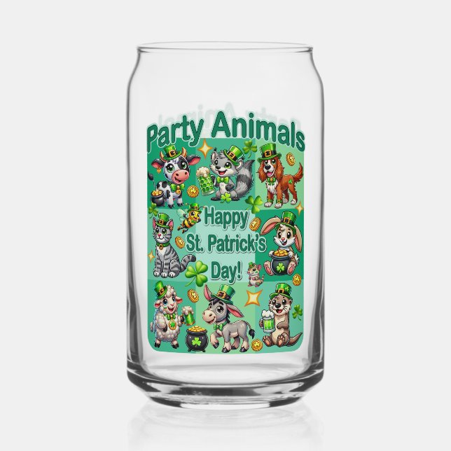 Verre Canette St. Patrick's Day Fun et adorable "Animaux de fête (Recto)