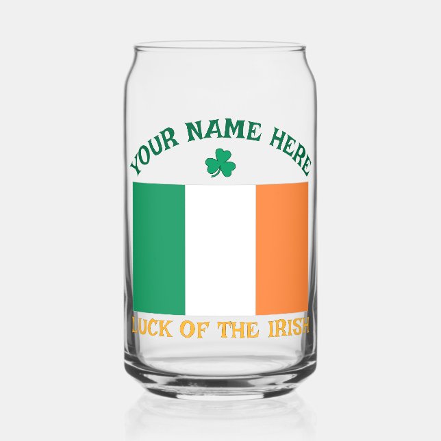 Verre Canette St Patrick's Day Ireland Flag Custom Name Shamrock (Recto)