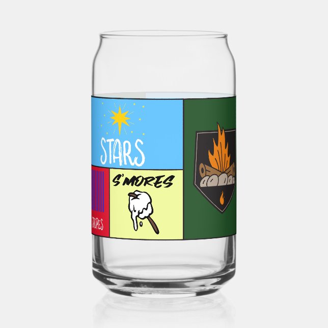 Verre Canette stars raypes'mores Camping américain (Recto)