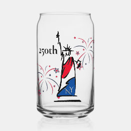 Verre Canette Statue de la Liberté avec feu d'artifice 250e Indé