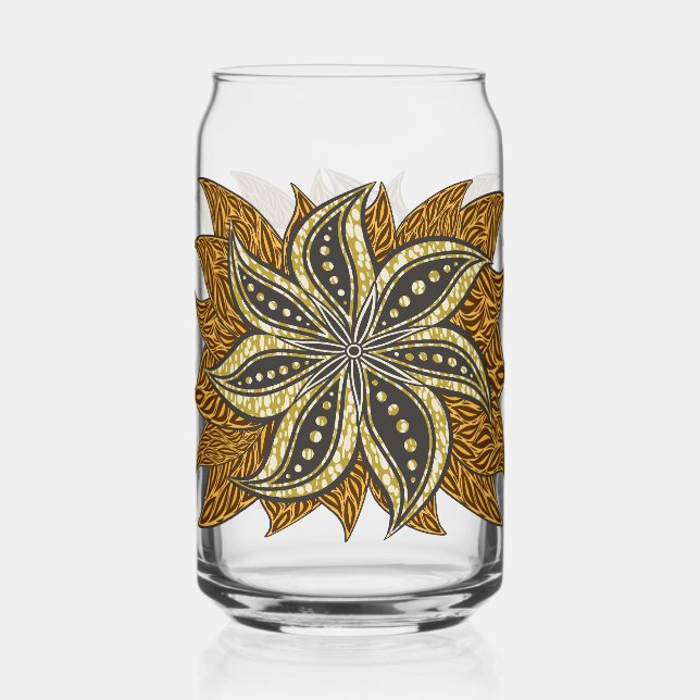Verre Canette Style Batik Floral Abstrait africain (Recto)