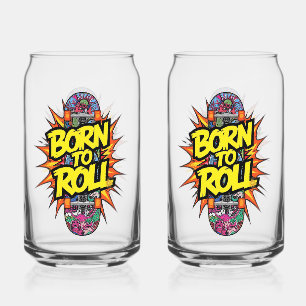 Verre Canette Style de bande dessinée rétro "Né pour rouler" Ska