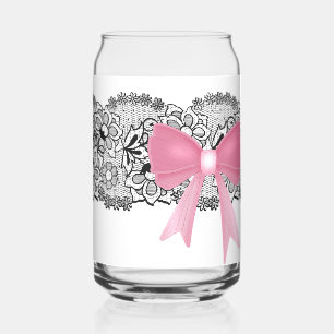 Verre Canette style de noeud papillon rose