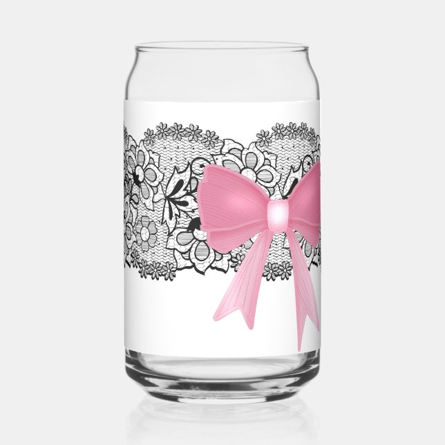 Verre Canette style de noeud papillon rose (Gauche)