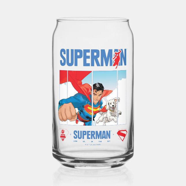 Verre Canette Superman et Krypto prennent l'avion (Recto)