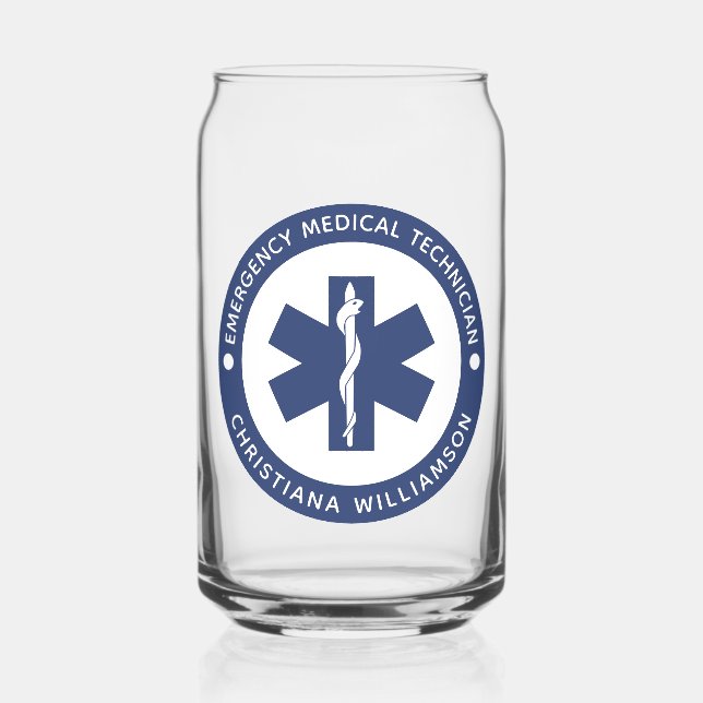 Verre Canette Symbole EMT personnalisé Technicien Médicale d'urg (Recto)