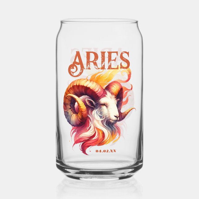 Verre Canette SYMBOLE Zodiaque Aries Ram Watercolor (Recto)