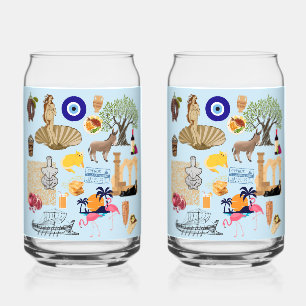 Verre Canette Symboles de Chypre pour les amoureux de voyage