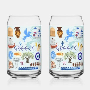 Verre Canette Symboles de Grèce pour les amoureux du voyage