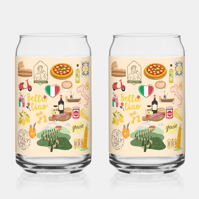 Verre Canette Symboles de l'Italie (Recto)