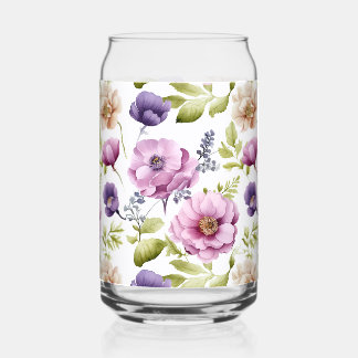 Verre Canette Symphonie Royal Bloom Purple Floral Pattern