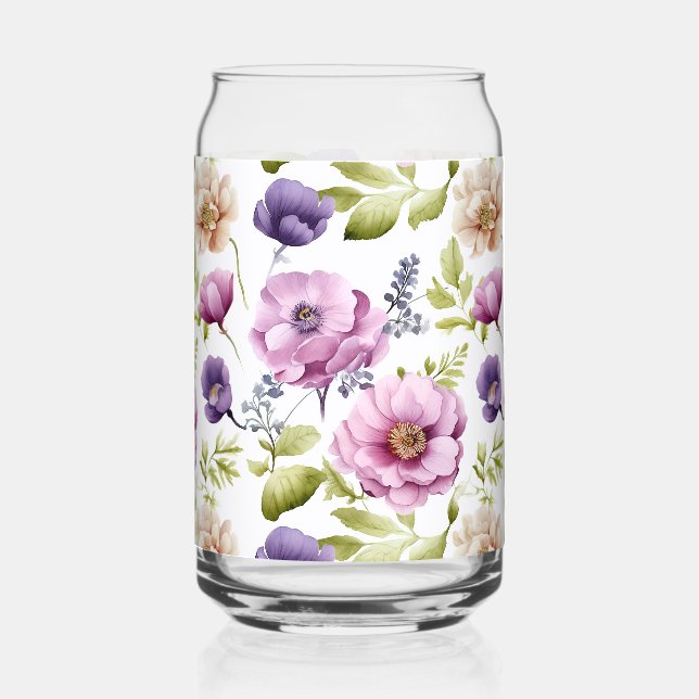 Verre Canette Symphonie Royal Bloom Purple Floral Pattern (Recto)