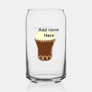 Verre Canette Tambour aquarelle jaune marron ajouter nom dessiné