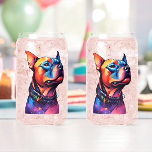 Verre Canette Taureau coloré Terrier Conception Cyberpunk,