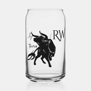Verre Canette Taureau Puissant Monogramme du Zodiaque