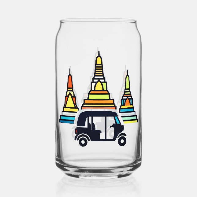 Verre Canette Temples thaïlandais et tuk tuks (Recto)