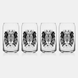 Verre Canette Tête de lion géométrique cool