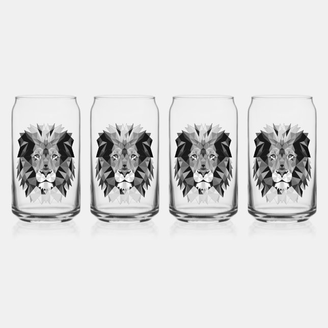 Verre Canette Tête de lion géométrique cool (Recto)