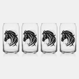 Verre Canette Tête de magnifique cheval noir