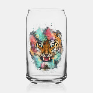 Verre Canette Tête de tigre colorée