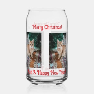 Verre Canette Texte de photo de Noël personnalisé pour chat joye