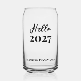 Verre Canette Texte personnalisé Bonjour 2027 Soirée du Nouvel A