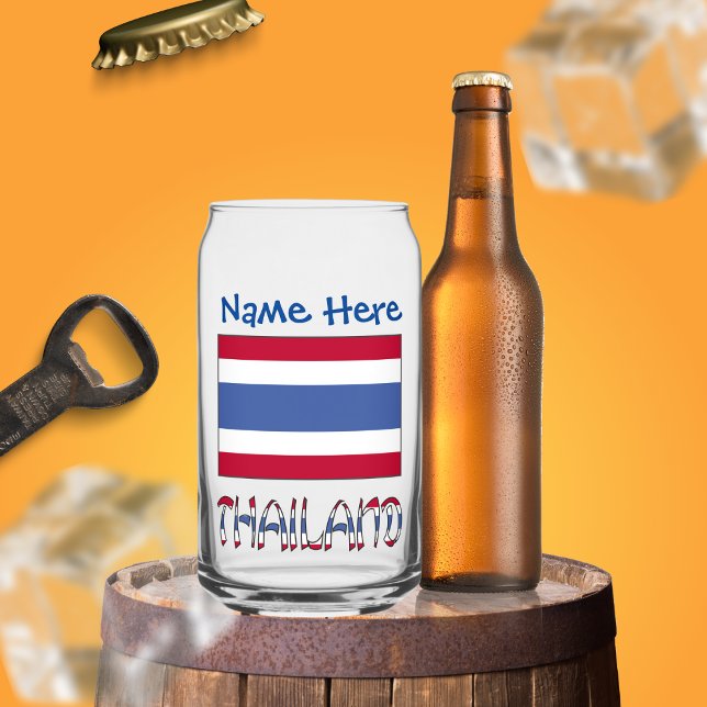 Verre Canette Thaïlande Drapeau thaïlandais bleu Personnalisé (Créateur téléchargé)