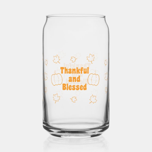 Verre Canette Thankful and Blessed Can Glass Thanksgiving (Recto)