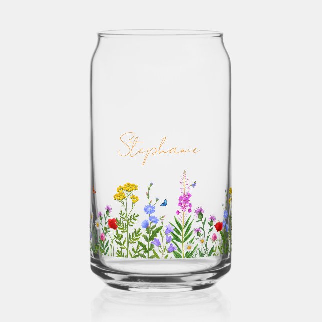 Verre Canette Thermos à café en acier inoxydable à fleurs sauvag (Recto)