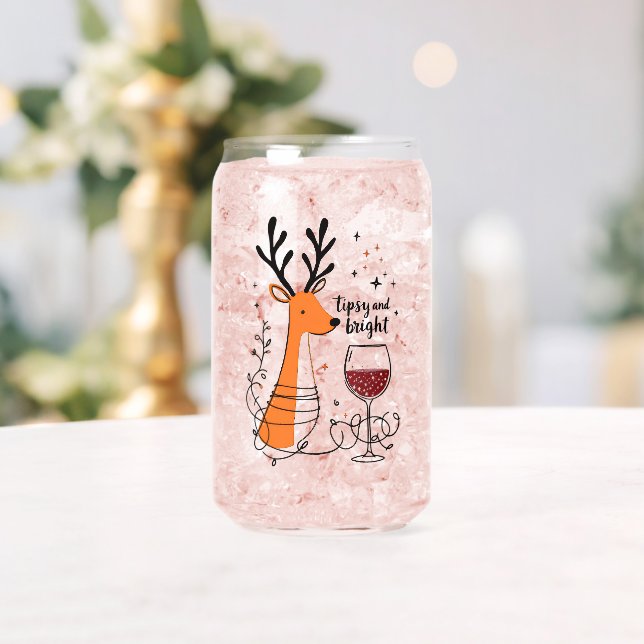 Verre Canette Tipsy and Bright Reindeer  (Insitu (Mariage))