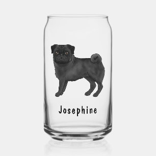 Verre Canette Tireur de Mops Noir de Dessin Animé Mignon avec No