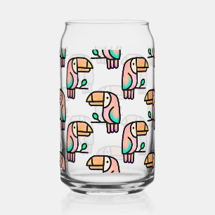 Verre Canette toucan oiseau de la jungle pastel arc-en-ciel moti