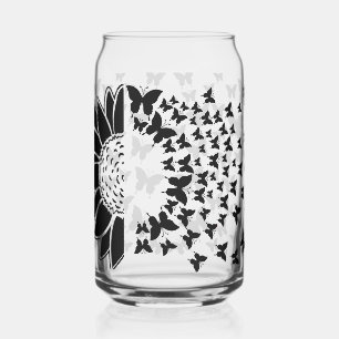 Verre Canette Tournesol et papillons