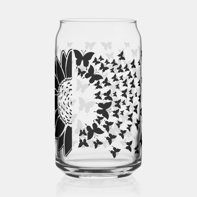 Verre Canette Tournesol et papillons (Gauche)