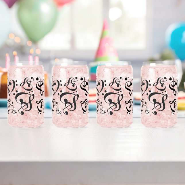 Verre Canette Treble Clef Bass Clef Heart Notes musicales (Insitu (Anniversaire))