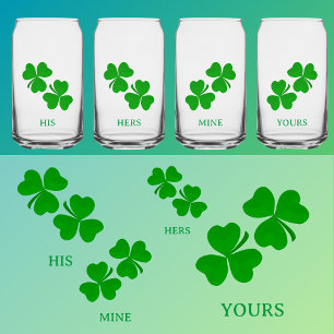 Verre Canette Trèfles shamrock Personnaliser Nom