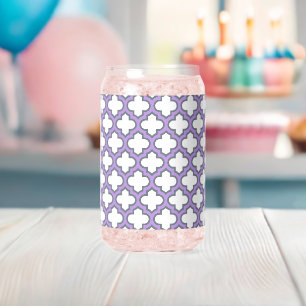 Verre Canette Trellis blanc et violet, treillis, Quatrefoil