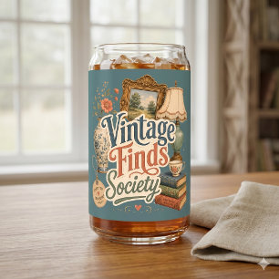 Verre Canette Trésors de Cottagecore Vintage Bleu
