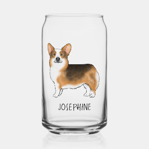 Verre Canette Tri en tête rouge Pembroke Welsh Corgi Nom personn