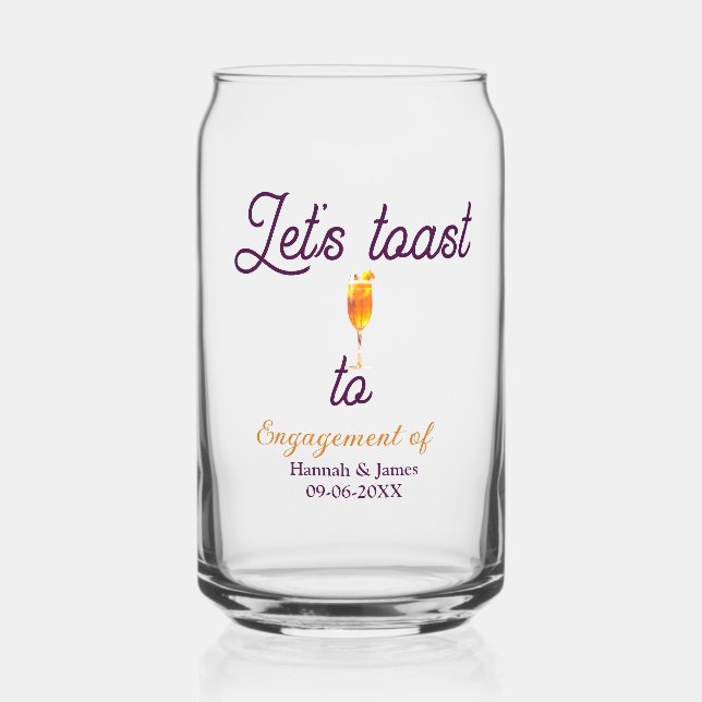 Verre Canette Trinquons à nom de la fête de fiançailles date ver (Verso)