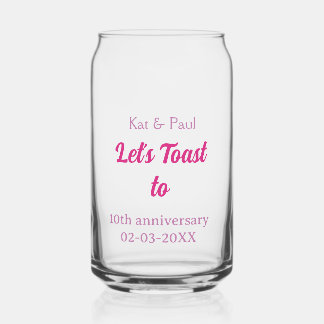 Verre Canette Trinquons au 10ème anniversaire de mariage rose no