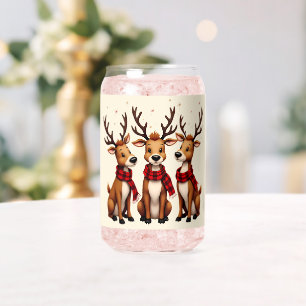 Verre Canette Trio de rennes de Noël mignon avec des carreaux