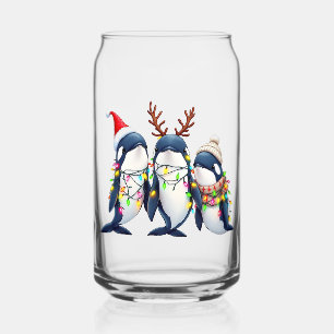 Verre Canette Trois baleines portent le chapeau de Noël