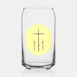 Verre Canette Trois croix sur Calvaire Jaune
